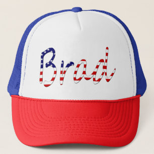 Any Name overlaid on USA Flag tht Trucker Hat