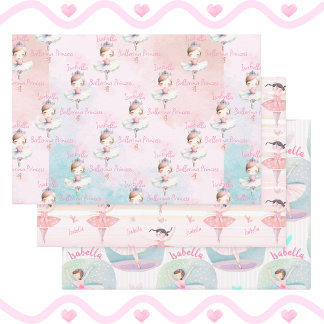 Any Name Pretty Ballet Princess Ballerina Gift Wrapping Paper Sheet