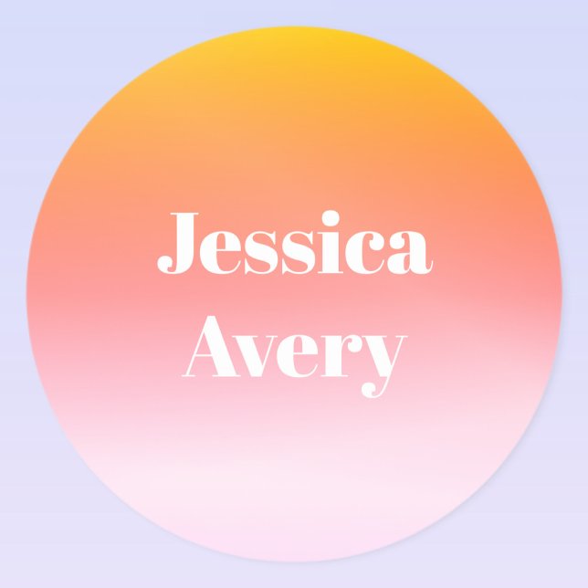 Any Name | Retro-Modern Styled Text Colourful Ombr Classic Round Sticker (Creator Uploaded)