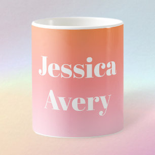 Any Name   Retro-Modern Styled Text Colourful Ombr Coffee Mug