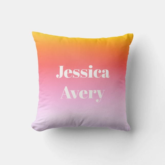 Any Name | Retro-Modern Styled Text Colourful Ombr Cushion (Front)
