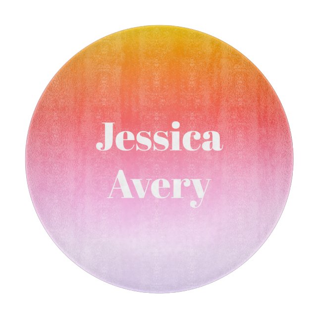 Any Name | Retro-Modern Styled Text Colourful Ombr Cutting Board (Front)