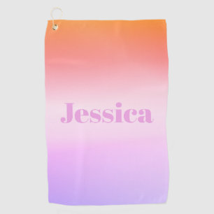 Any Name Retro-Modern Styled Text Colourful Ombr Golf Towel