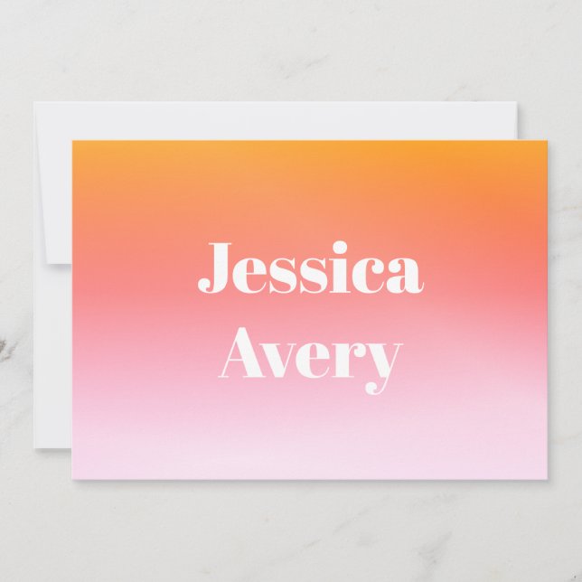 Any Name | Retro-Modern Styled Text Colourful Ombr Thank You Card (Front)