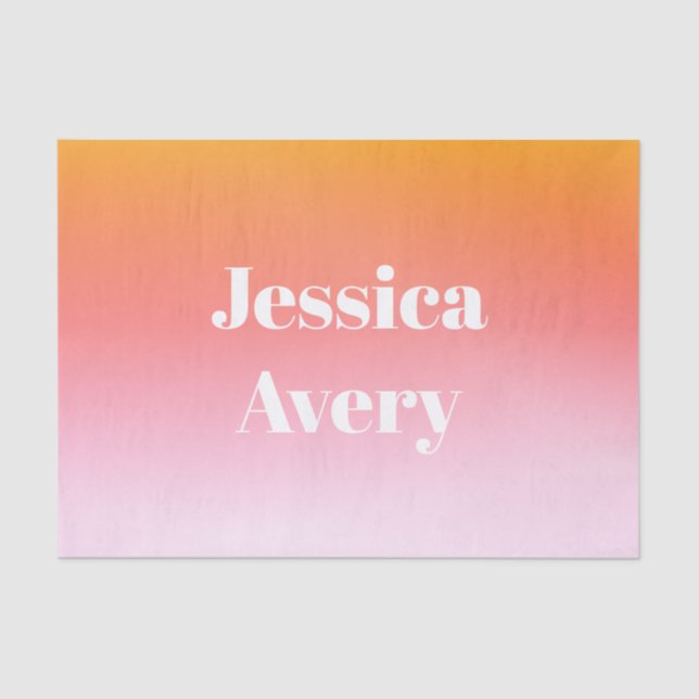 Any Name | Retro-Modern Styled Text Colourful Ombr Tissue Paper (Front)
