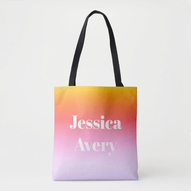 Any Name | Retro-Modern Styled Text Colourful Ombr Tote Bag (Front)