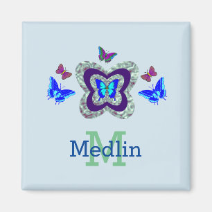 Any Name Vibrant Butterflies Magnet