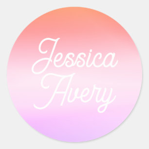 Any Name   Vintage Styled Text Colourful Ombre Classic Round Sticker