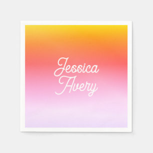 Any Name   Vintage Styled Text Colourful Ombre Napkin