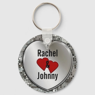 Any Names On Silver Heart Cute Keychain