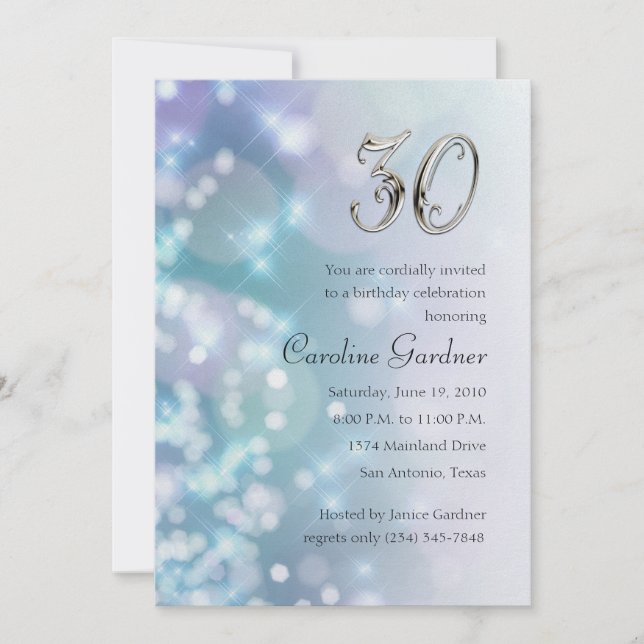 Any No. Birthday Invitation Glamour Lights (Front)