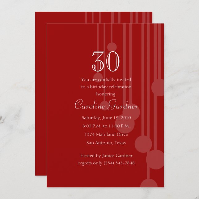 Any Number Any Colour Birthday Contemporary Patter Invitation (Front/Back)