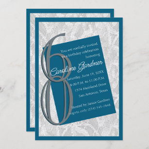 Any Number Birthday Any Colour w/ Lace Invitation