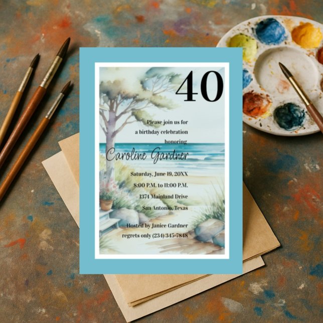 Any Number Birthday Blue Water Lake Ocean Invitation (Creator Uploaded)