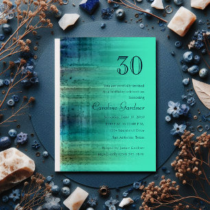 Any Number Birthday Invitation Aqua and Blue Plaid