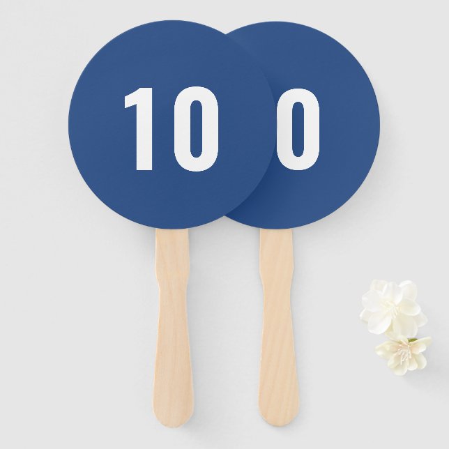 Any Number | Blue Sports Event Game Score Hand Fan (Front and Back)