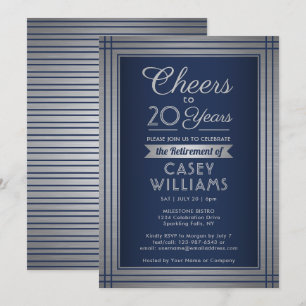 ANY Number Retirement Party Cheers Navy Blue Invitation