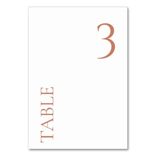 ANY NUMBER Simple Terracotta Wedding Table Number (Front)