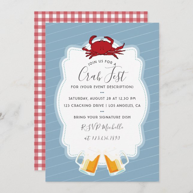 Any occasion Crab Fest Party Invitation (Front/Back)