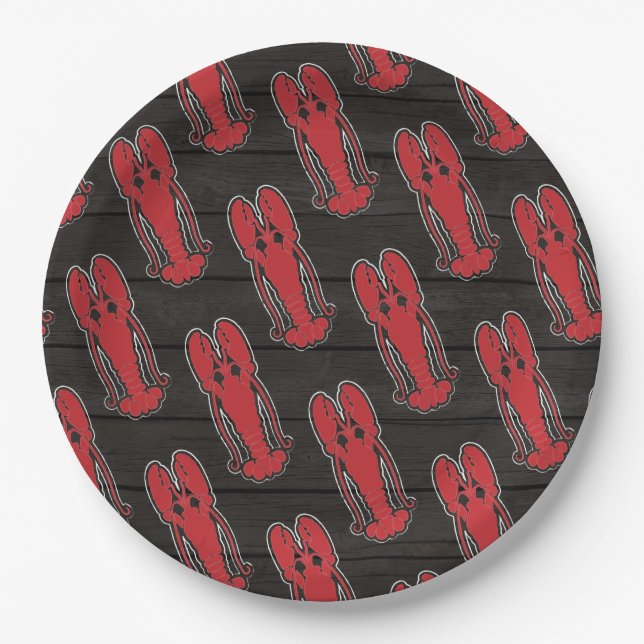 Any occasion Lobster Bake/Boil rustic backyard Paper Plate (Front)