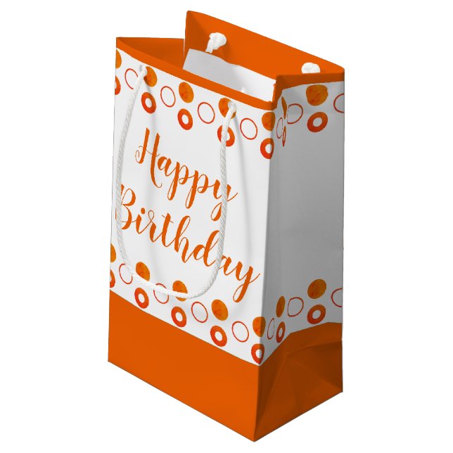 Any Occasion Orange and White Small Gift Bag (Back Angled)