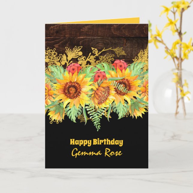 ANY OCCASION Rustic Sunflowers Card (Yellow Flower)