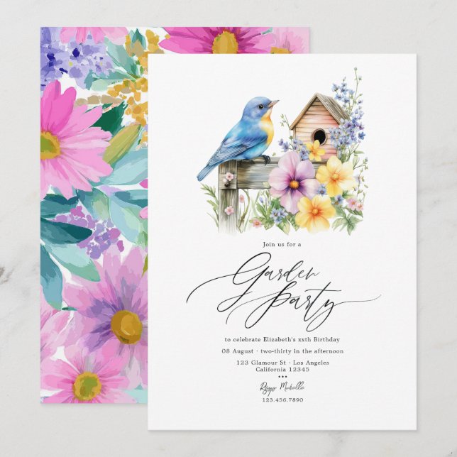 Any Occasion Spring Floral Garden Party Invitation (Front/Back)