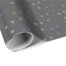 Any Occasion Star Patterned Grey Wrapping Paper