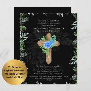 ANY Ordination Anniversary Invitation Greenery