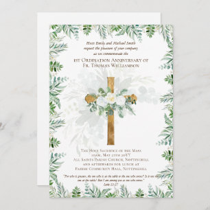 ANY Ordination Anniversary Invitation Rustic Wood