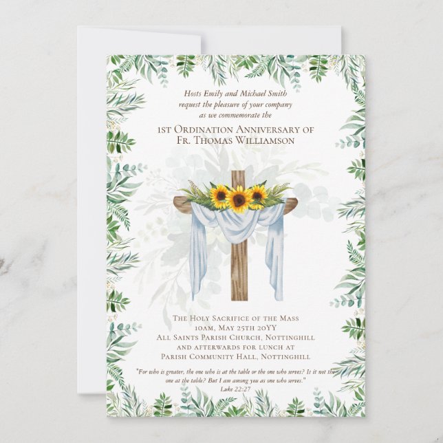 ANY Ordination Anniversary Invitation Rustic Wood (Front)