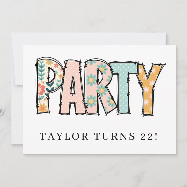 * Any PARTY DIY Invite Doodle  Event Birthday (Front)
