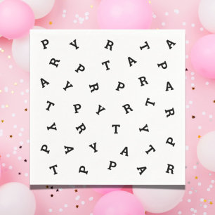 Any Party Letters Black White Modern Paper Napkin