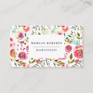 Any Profession Pink Tropical Peach Flowers Business Card