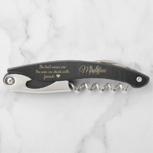 Any Quote Script Monogram Brushed Black Gold Grey Corkscrew