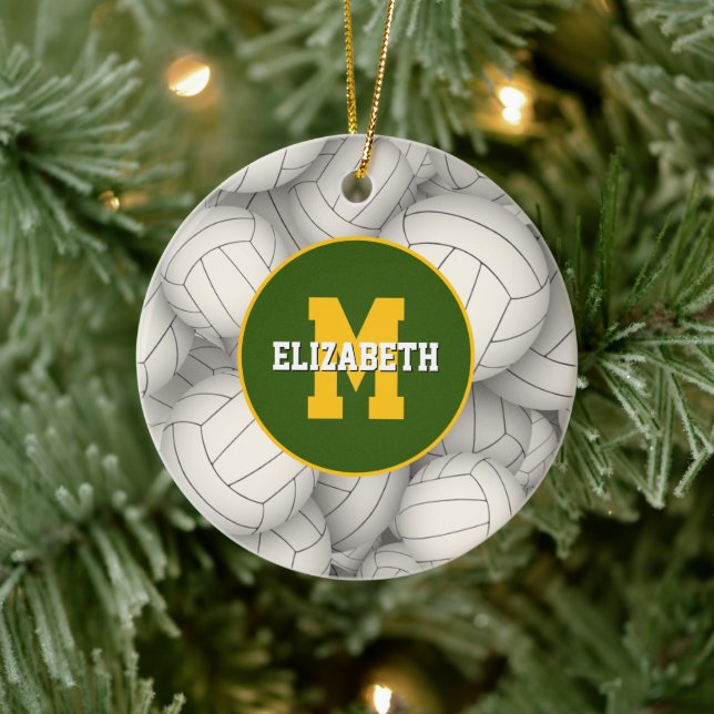 any school club fav team colours custom volleyball ceramic ornament (Tree)