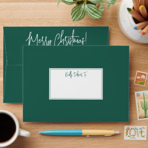 Any Script Chic Return Address Green Christmas Envelope