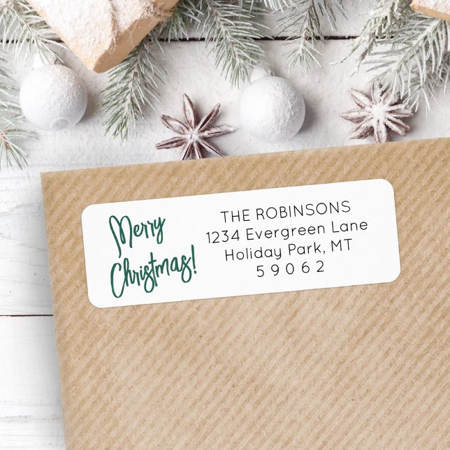 Any Script Green Brushed Christmas Return Address Label (Creator Uploaded)