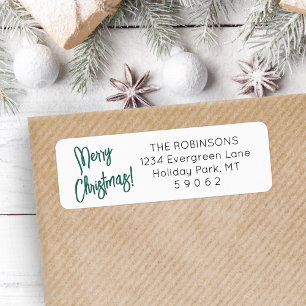 Any Script Green Brushed Christmas Return Address Return Address Label