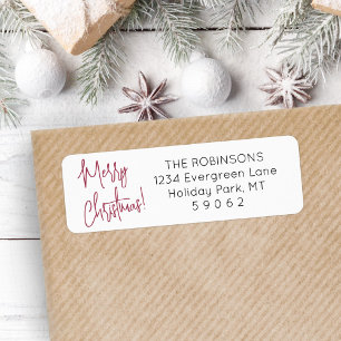Any Script Modern Red Christmas Return Address Label