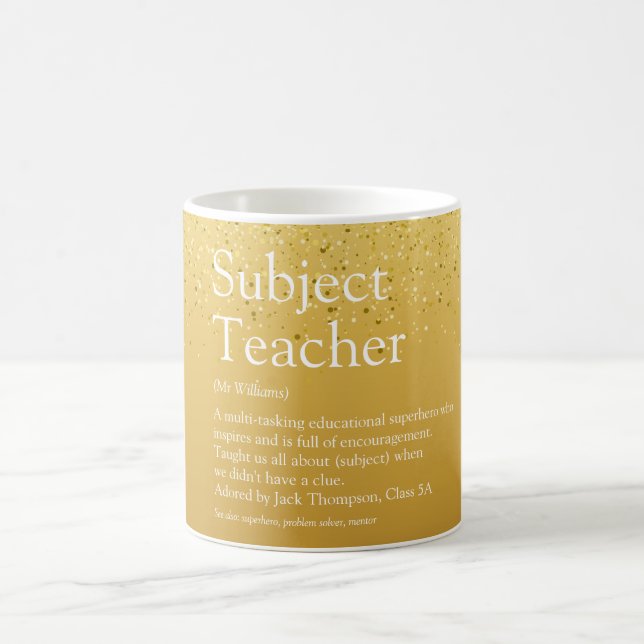 Any Teacher Appreciation Definition Gold Glitter Coffee Mug (Center)