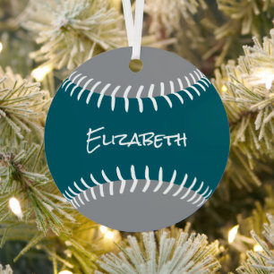 ANY team colors softball baseball keepsake Metal Tree Decoration