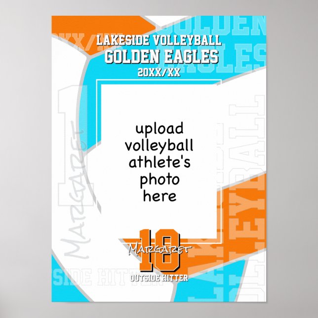 ANY team colors volleyball player photo Poster (Front)
