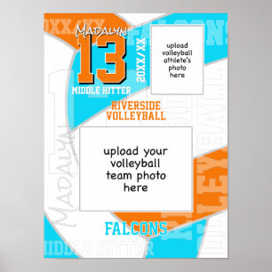 ANY team colors volleyball player + team photo Poster