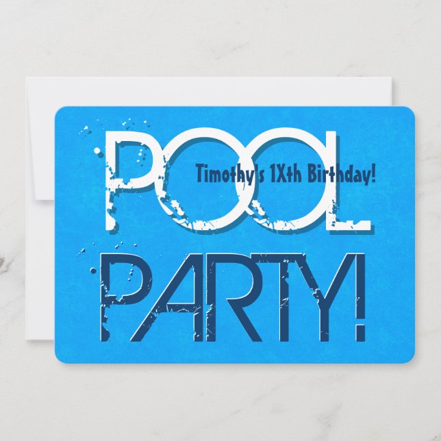 Any Teen Birthday Pool Party Save the Date P03Z (Front)