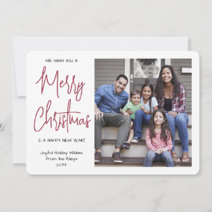 Any Text 1 Photo We Wish You a Merry Christmas Red Holiday Card