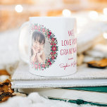 Any Text 2 Photo Floral Wreath We Love You Grandma Coffee Mug<br><div class="desc">Give the gift of special memories with a stylish and pretty floral wreath 2 photo coffee mug. The modern typography is set up as a "we love you grandma" gift, but is simple to personalise with any wording for grandmother, mummy or auntie. Create your own unique keepsake gift for any...</div>