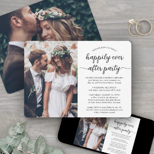 Any Text 2 Photo Happily Ever After Party Wedding Invitation