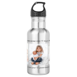 Any Text 3 Photo Collage Modern Minimal Keepsake 532 Ml Water Bottle