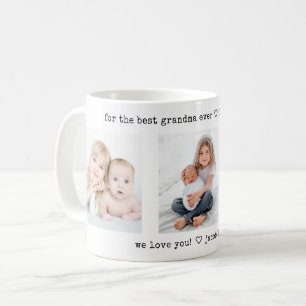 Any Text 3 Photo Collage Modern Minimal Keepsake Coffee Mug